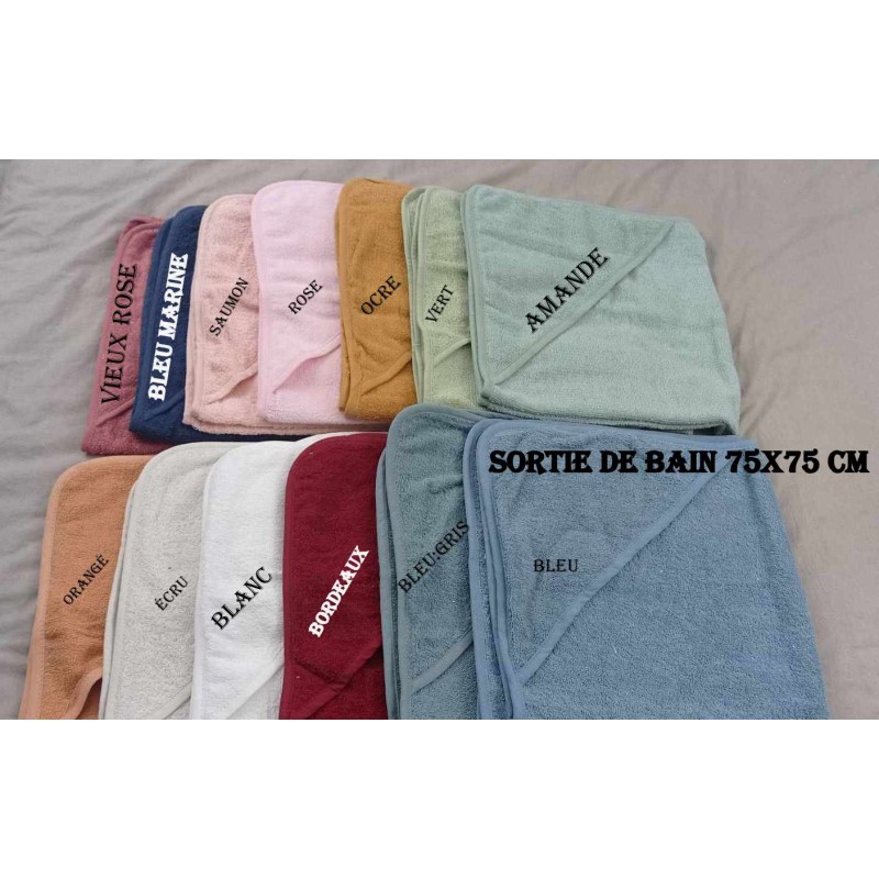 sortie de bain brodée un prenom (15 différentes)