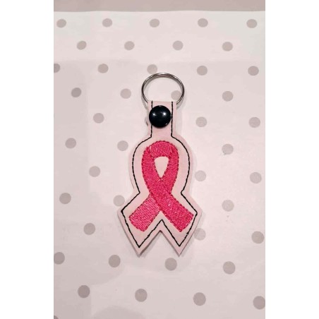 porte clé Octobre rose en simili surpiqué