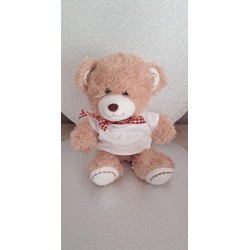 Peluche ours brun H 19 cm avec mini tee-shirt QUE JE PERSONNALISE AVEC UN PRÉNOM, UNE IMAGE, UN MESSAGE OU UNE PHOTO