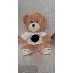 Peluche ours brun H 19 cm avec mini tee-shirt QUE JE PERSONNALISE AVEC UN PRÉNOM, UNE IMAGE, UN MESSAGE OU UNE PHOTO