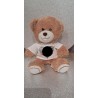 Peluche ours brun H 19 cm avec mini tee-shirt QUE JE PERSONNALISE AVEC UN PRÉNOM, UNE IMAGE, UN MESSAGE OU UNE PHOTO