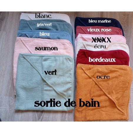 sortie de bain brodée un prenom (15 différentes)