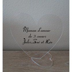 cadre  sur socle coeur  texte au choix