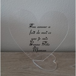 cadre  sur socle coeur  texte au choix