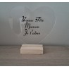 cadre  sur socle bois , coeur   texte au choix