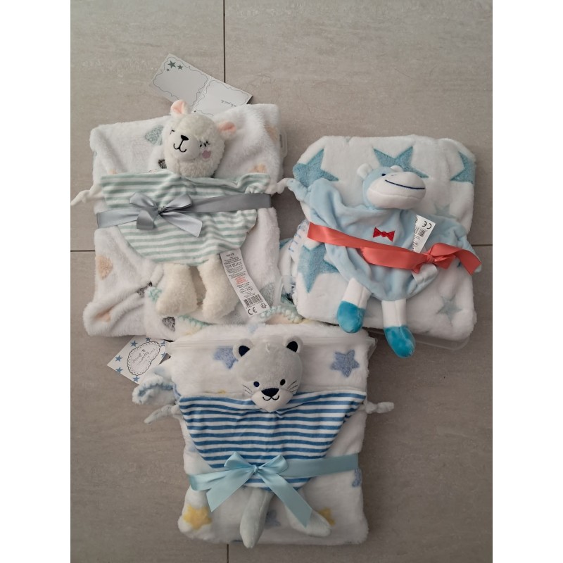 Plaid brodé + le doudou brodé un prenom