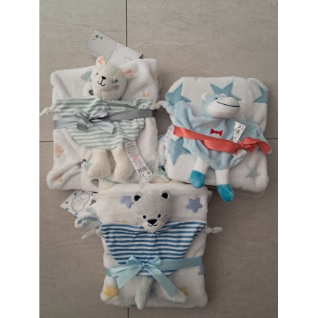 Plaid brodé + le doudou brodé un prenom