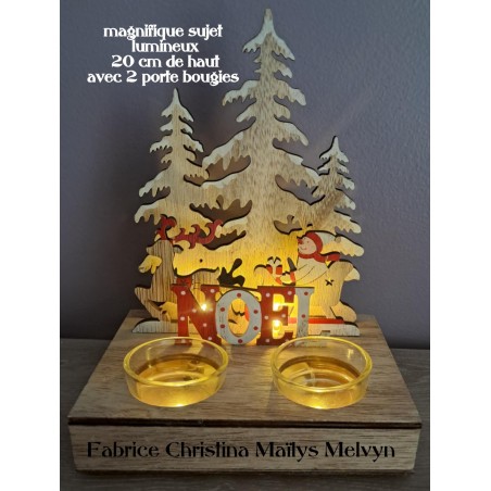 sujet de Noël lumineux porte bougies de 20 cm de haut